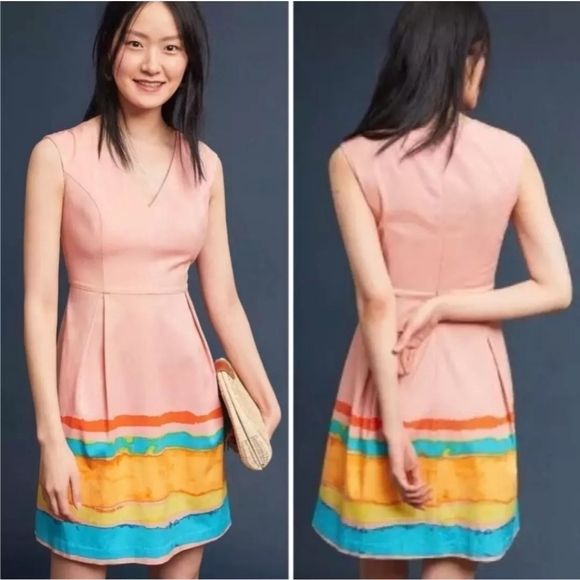 Tracy Reese X Anthropologie Painterly Pleated Midi Dress - Picture 1 of 8